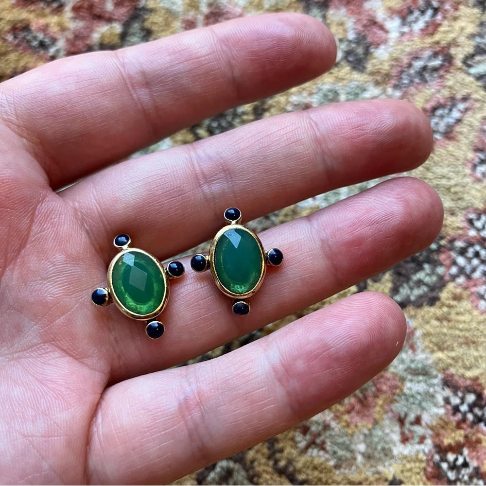 Monet Gold and Green Gem Earrings